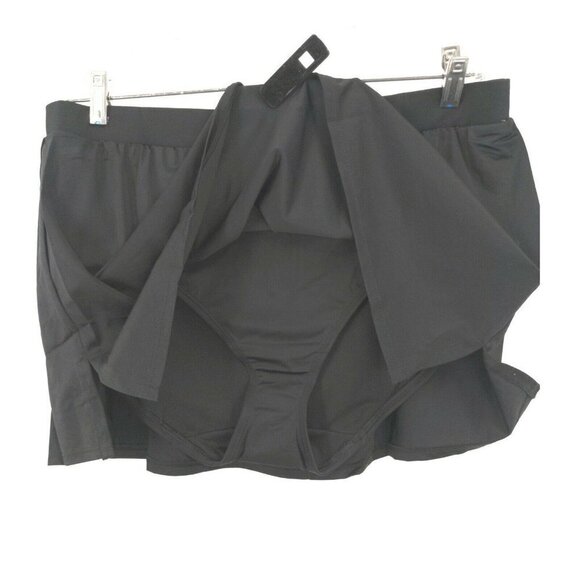 Cacique Swim Skirt Womens 16 Black Slitted Attached Briefs Swim Bottoms New - Picture 2 of 6